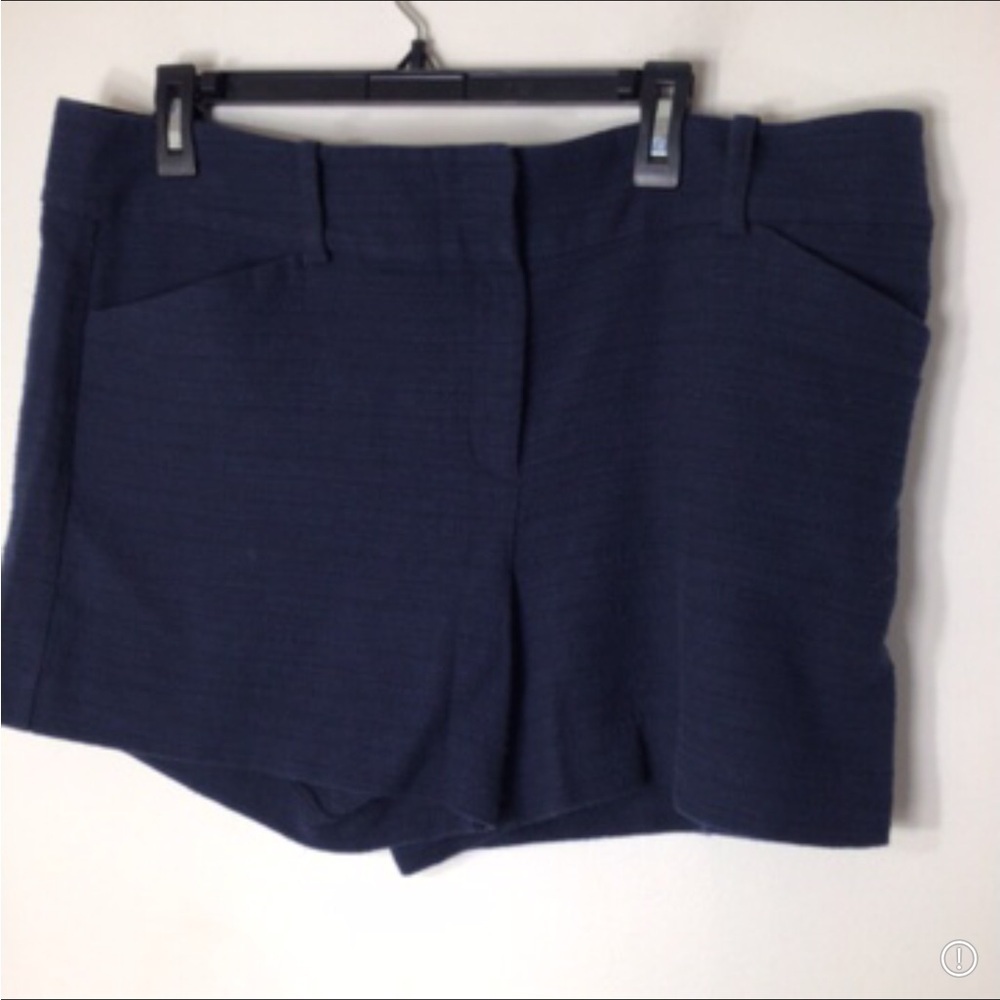 Ann Taylor Signature shorts women 16 blue linen knit modest feminine